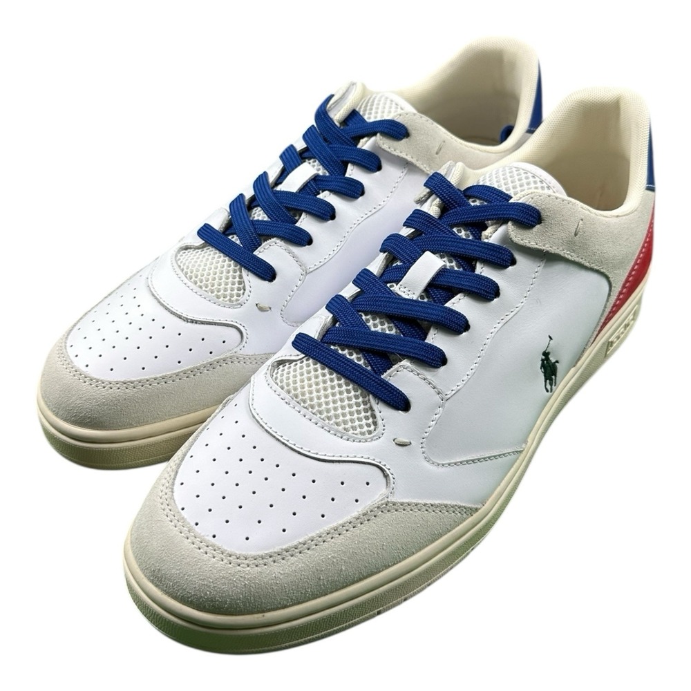 Polo Ralph Lauren Court Lux White Leather Suede Men’s Sneaker Size 13D NIB